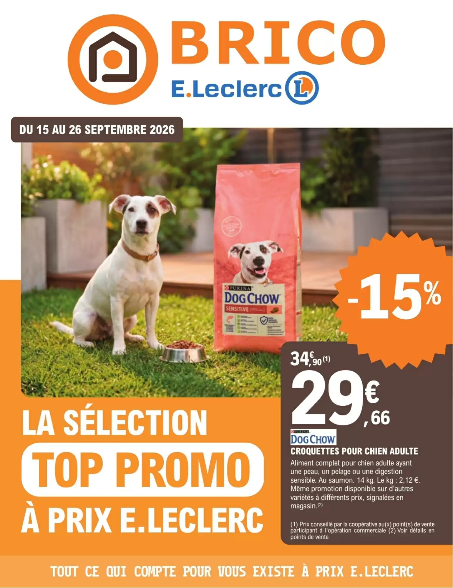 Prospectus promotionnel E.Leclerc Brico valable à partir du 15/09/2026 - Page 1.