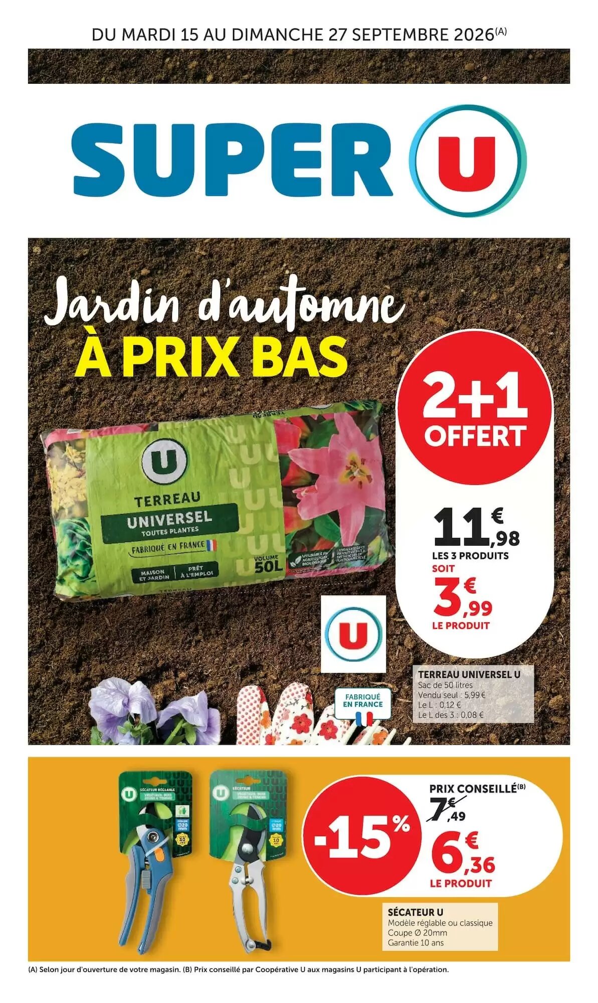 Prospectus promotionnel Super U valable à partir du 15/09/2026 - Page 1.