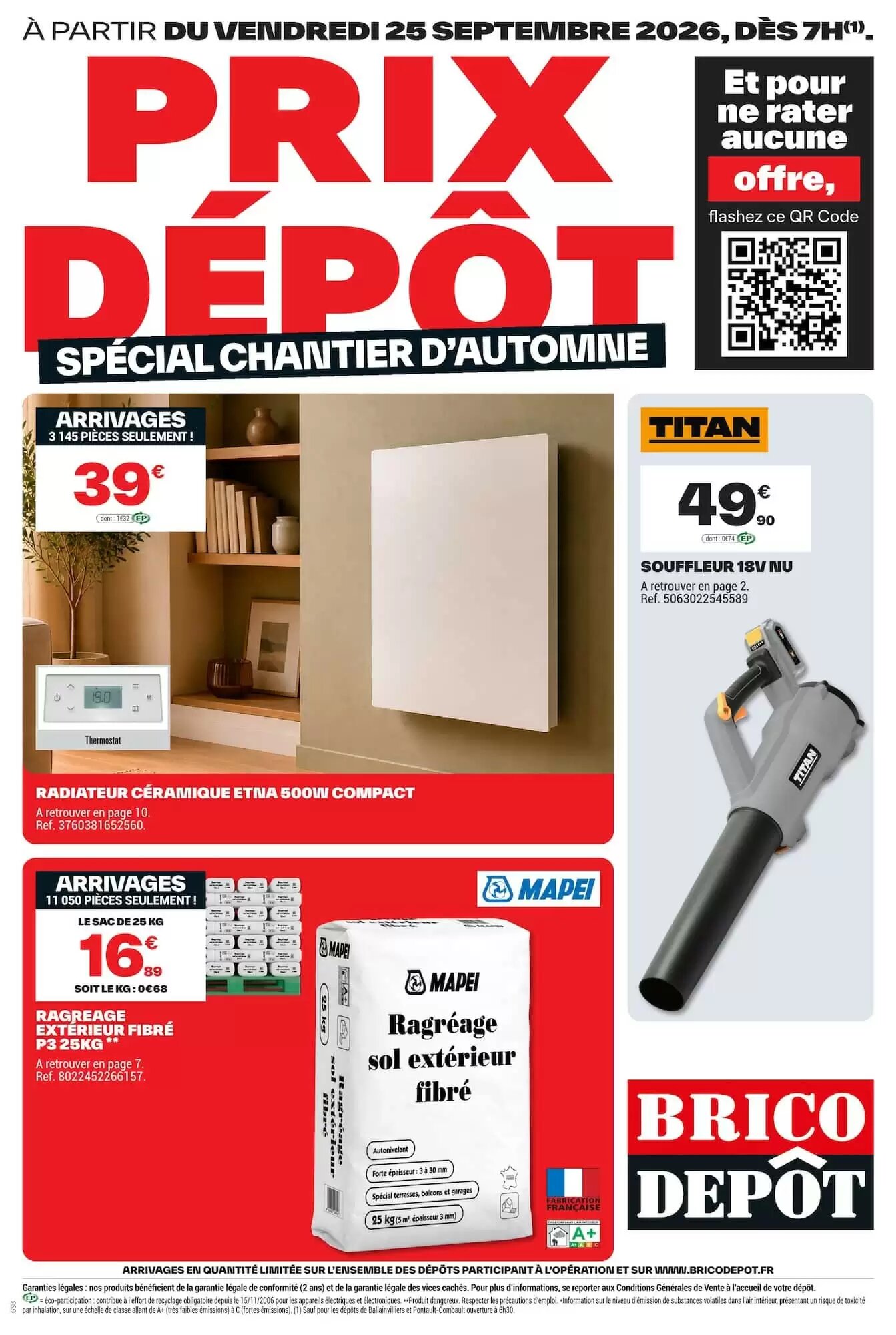 Prospectus promotionnel Brico Dépôt valable à partir du 25/09/2026 - Page 1.