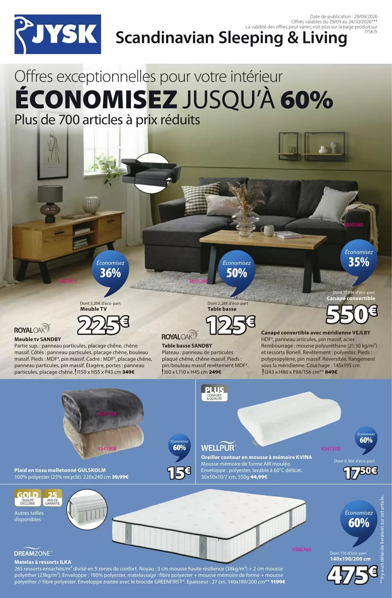 Prospectus promotionnel JYSK valable à partir du 29/09/2026 - Page 1.