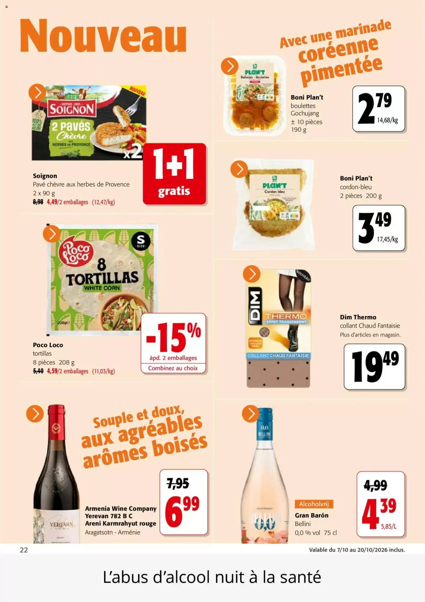 Prospectus promotionnel Colruyt valable à partir du 07/10/2026 - Page 22.