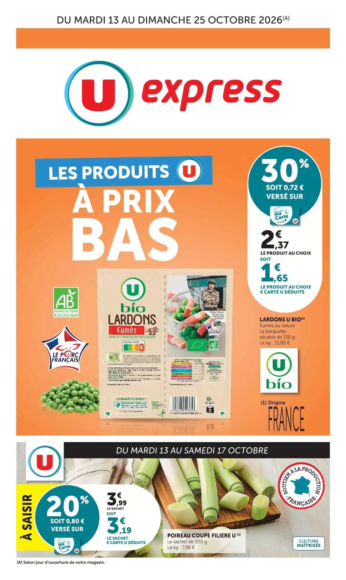 Prospectus promotionnel U Express valable à partir du 13/10/2026 - Page 1.