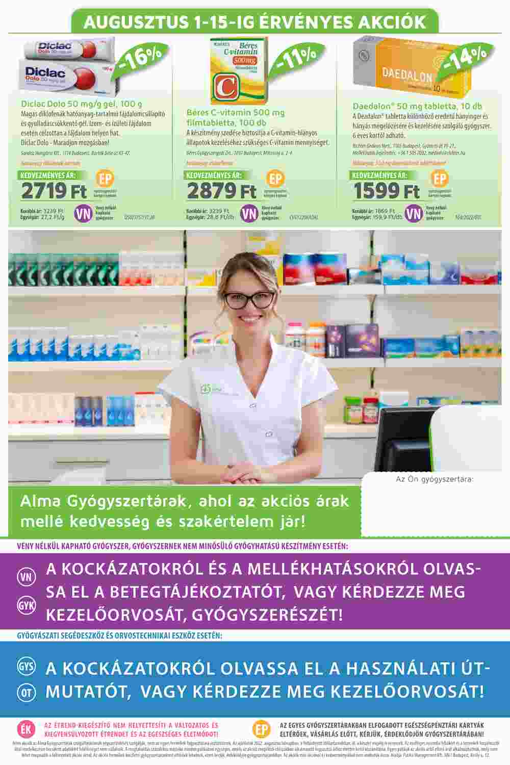 Alma Gyógyszertárak akciós újság 2022.08.01-től - 20. oldal.