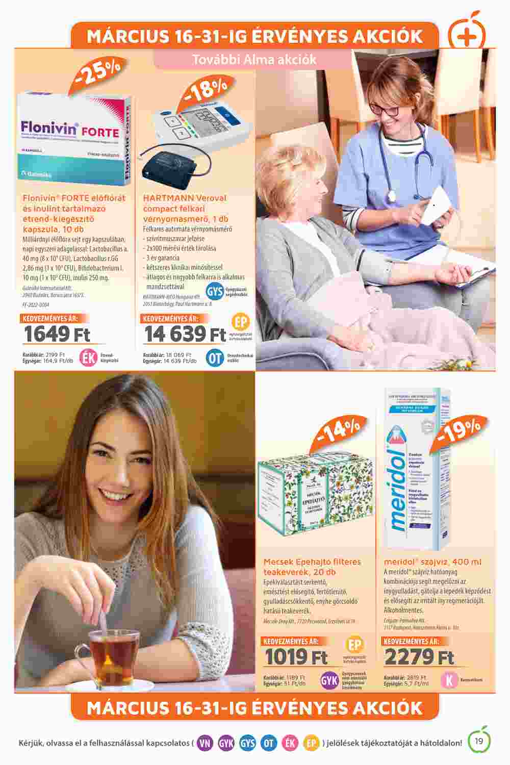 Alma Gyógyszertárak akciós újság 2023.03.01-től - 19. oldal.