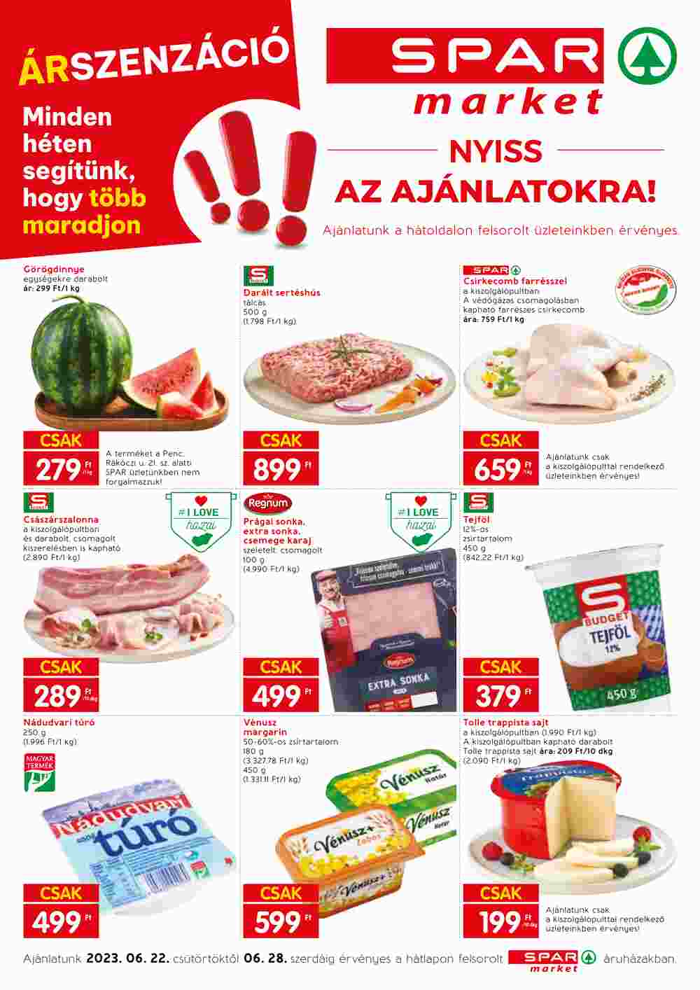 Spar Market akciós újság 2023.06.22-től - 1. oldal.