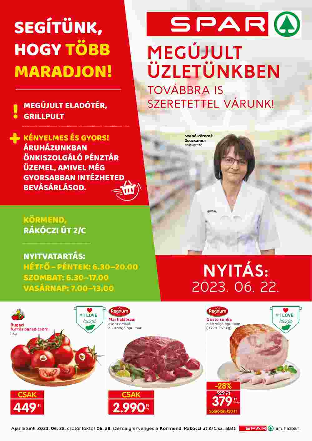 Spar Market akciós újság 2023.06.22-től - 1. oldal.