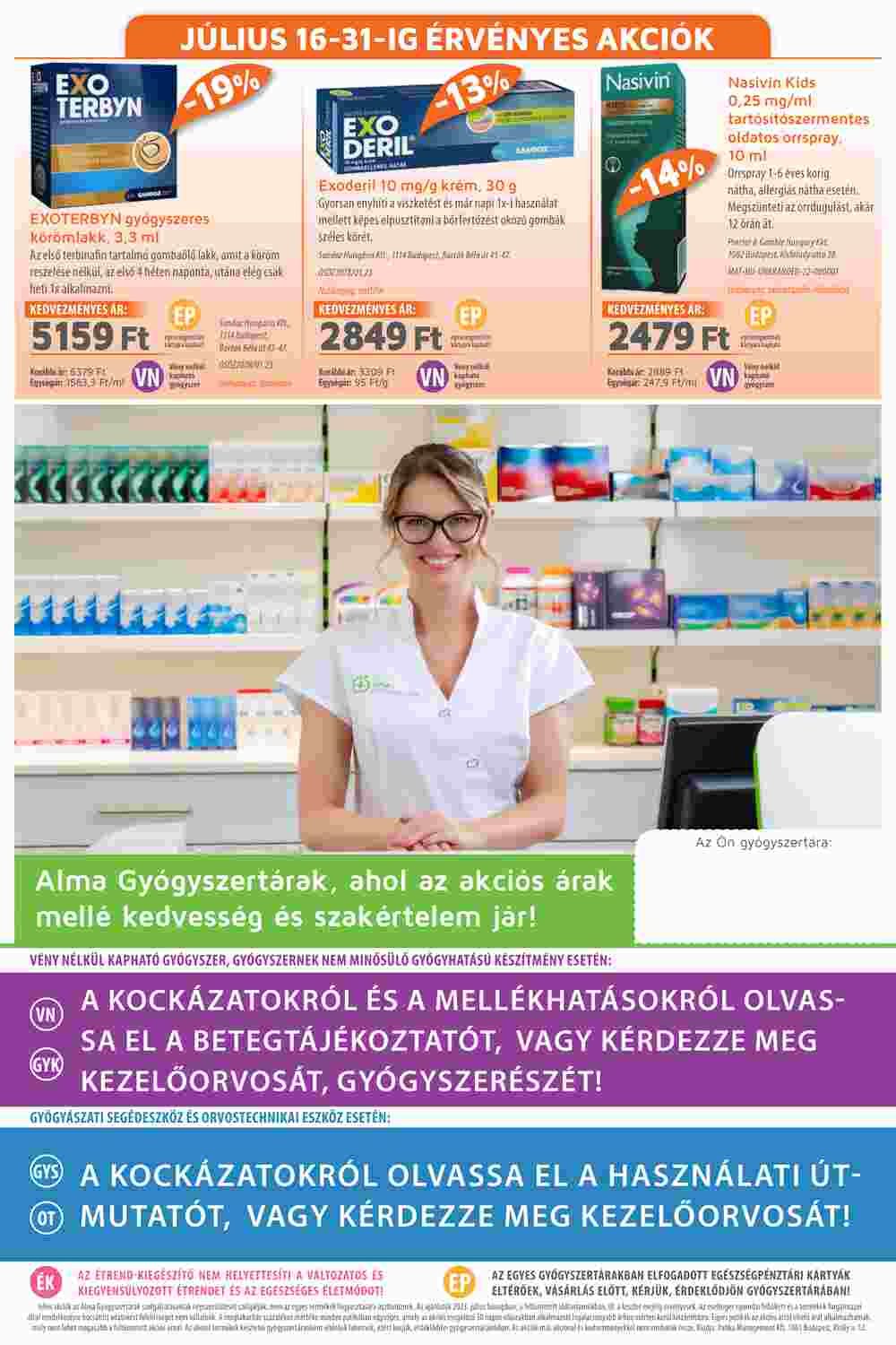 Alma Gyógyszertárak akciós újság 2023.07.01-től - 20. oldal.