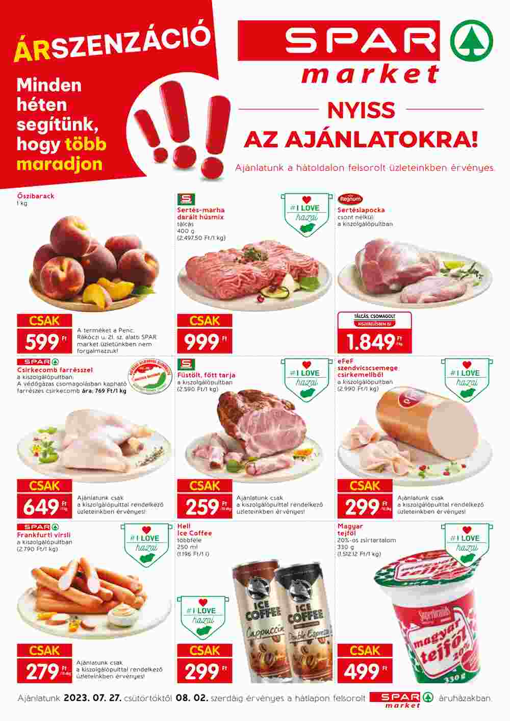 Spar Market akciós újság 2023.07.27-től - 1. oldal.