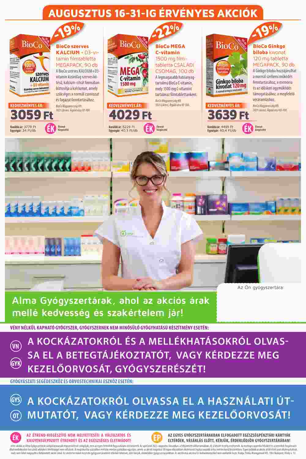 Alma Gyógyszertárak akciós újság 2023.08.01-től - 20. oldal.