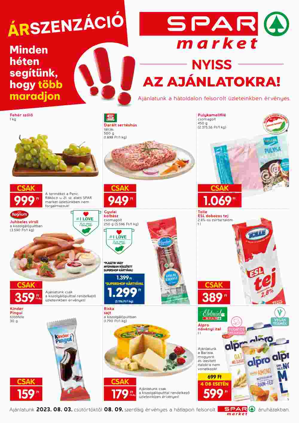 Spar Market akciós újság 2023.08.03-tól - 1. oldal.