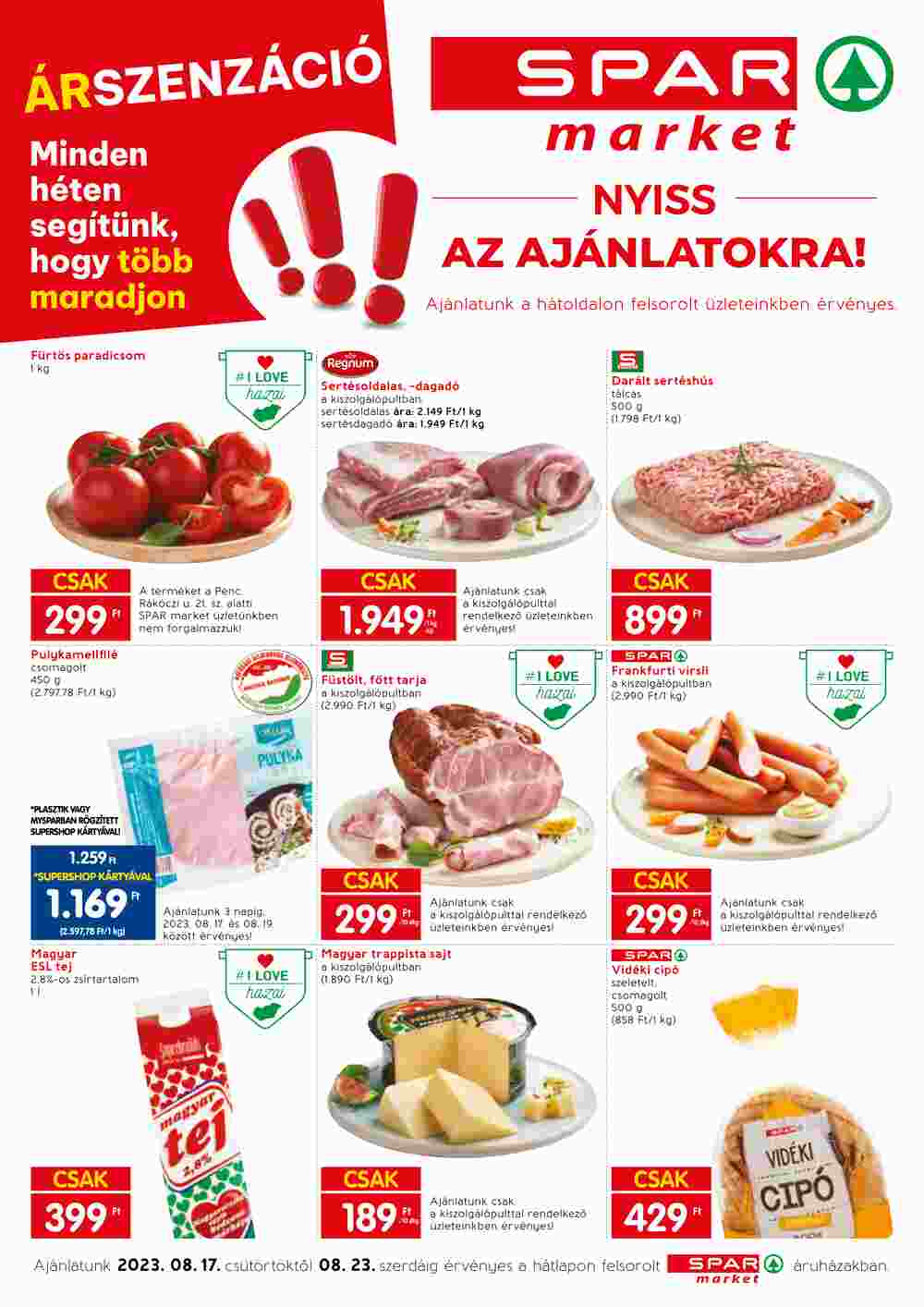 Spar Market akciós újság 2023.08.17-től - 1. oldal.