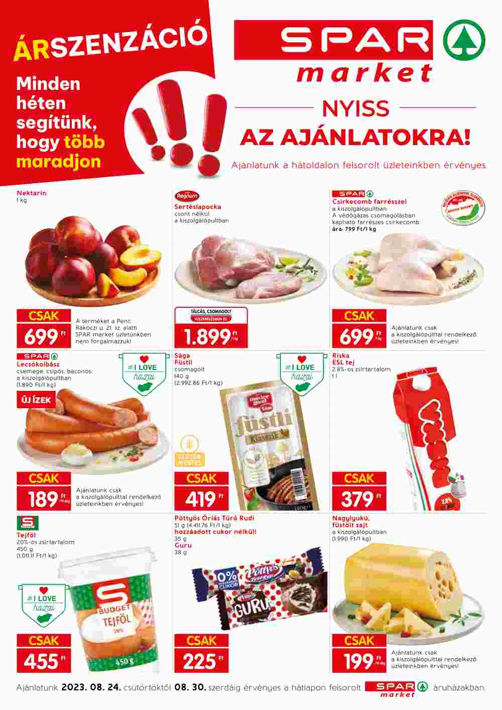 Spar Market akciós újság 2023.08.24-től - 1. oldal.