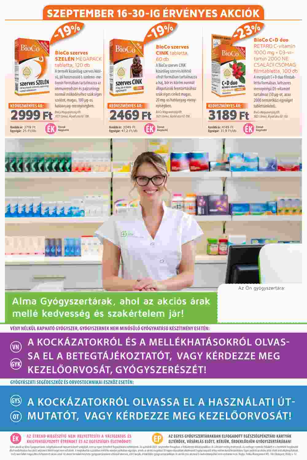 Alma Gyógyszertárak akciós újság 2023.09.01-től - 20. oldal.