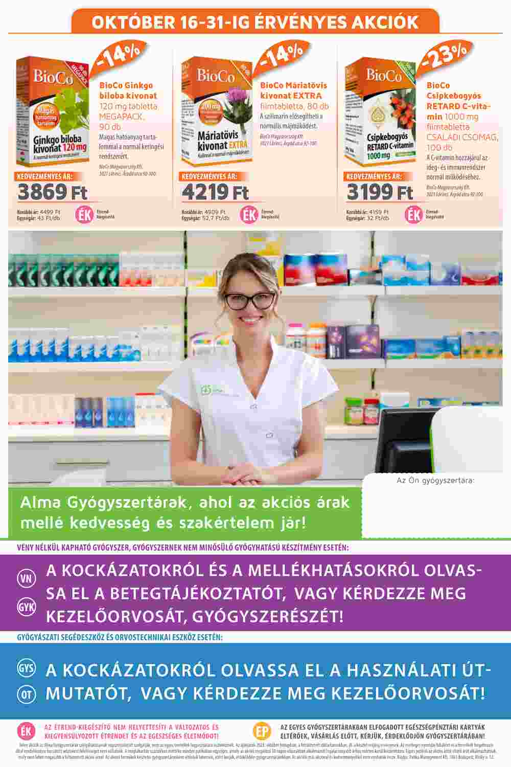 Alma Gyógyszertárak akciós újság 2023.10.01-től - 20. oldal.