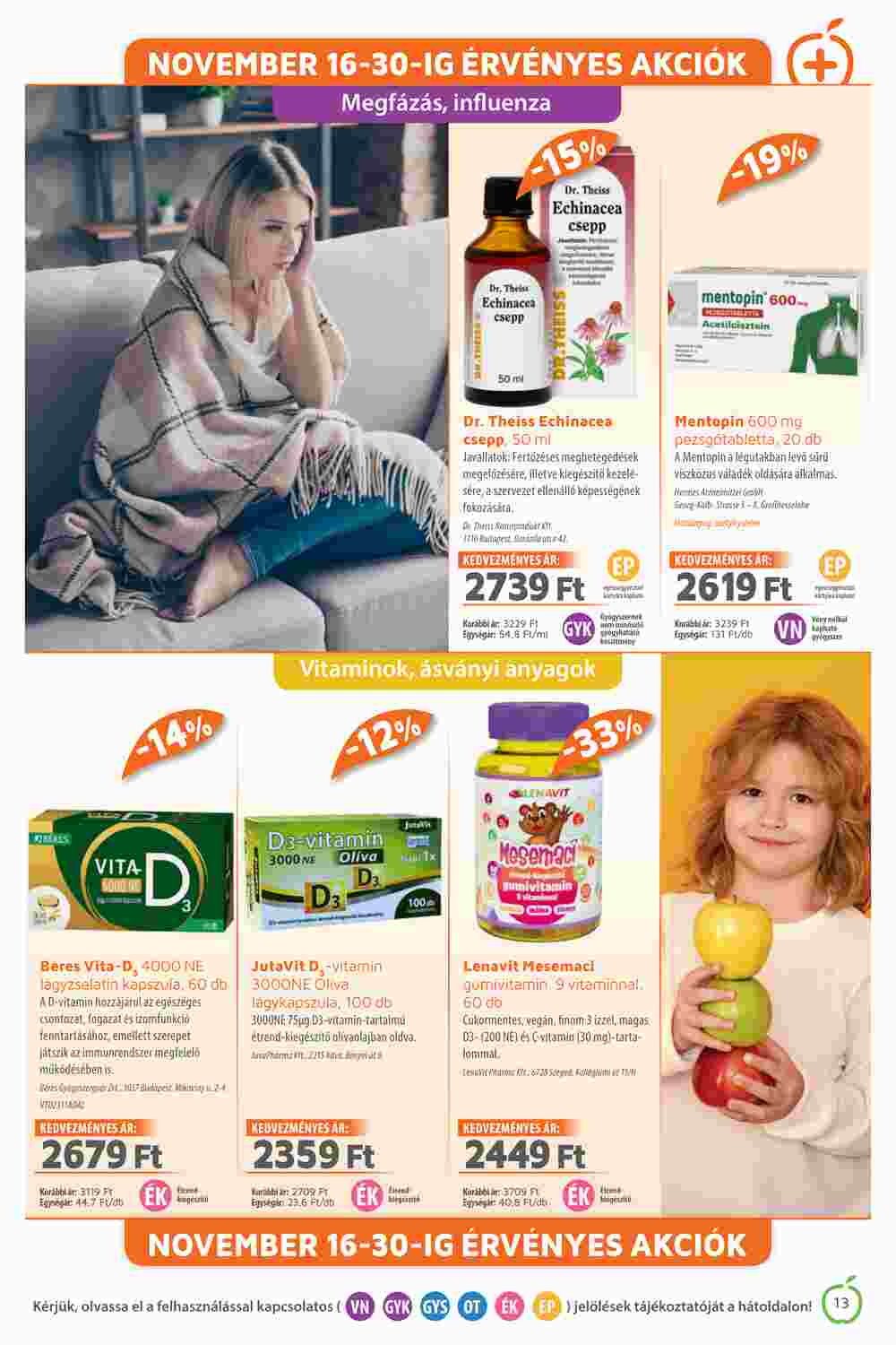 Alma Gyógyszertárak akciós újság 2023.11.01-től - 13. oldal.