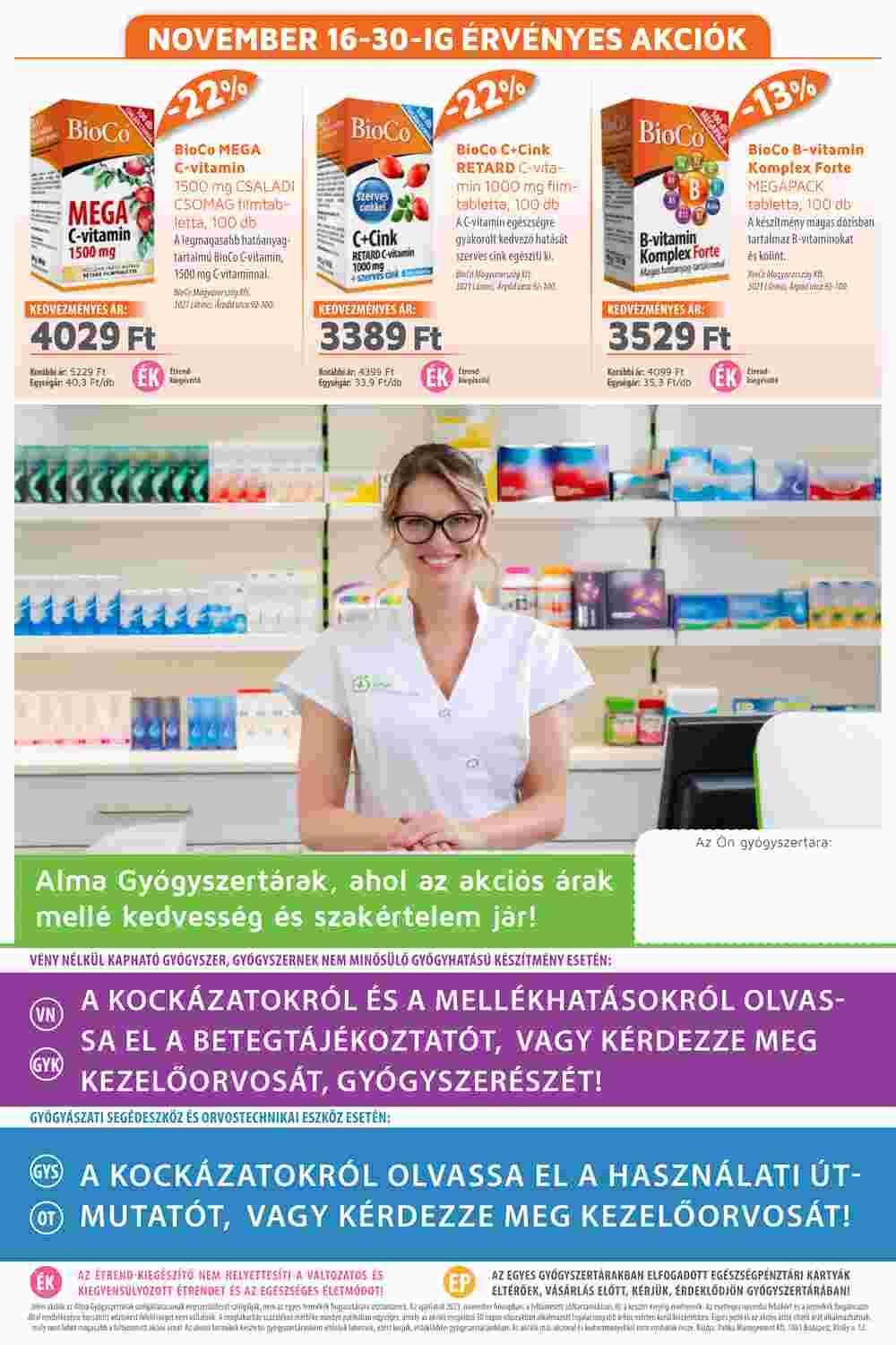 Alma Gyógyszertárak akciós újság 2023.11.01-től - 20. oldal.
