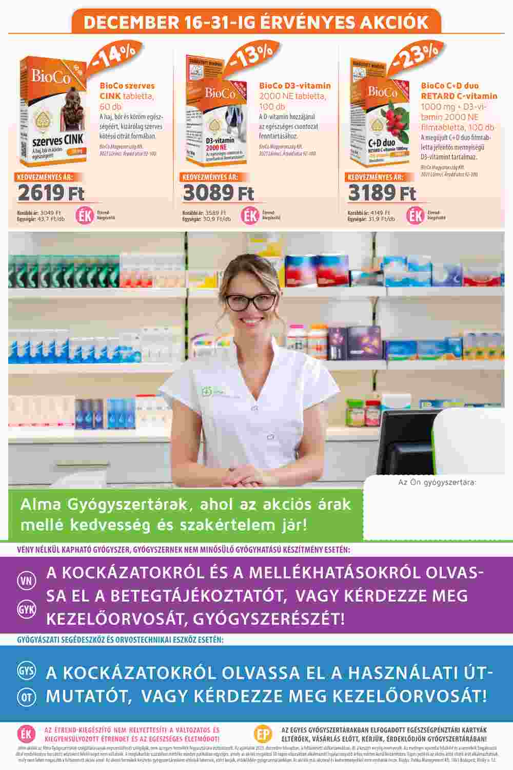 Alma Gyógyszertárak akciós újság 2023.12.01-től - 20. oldal.