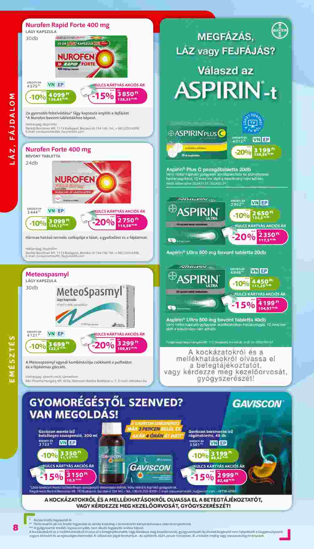 Kulcs Patika akciós újság 2024.01.01-től - 8. oldal.