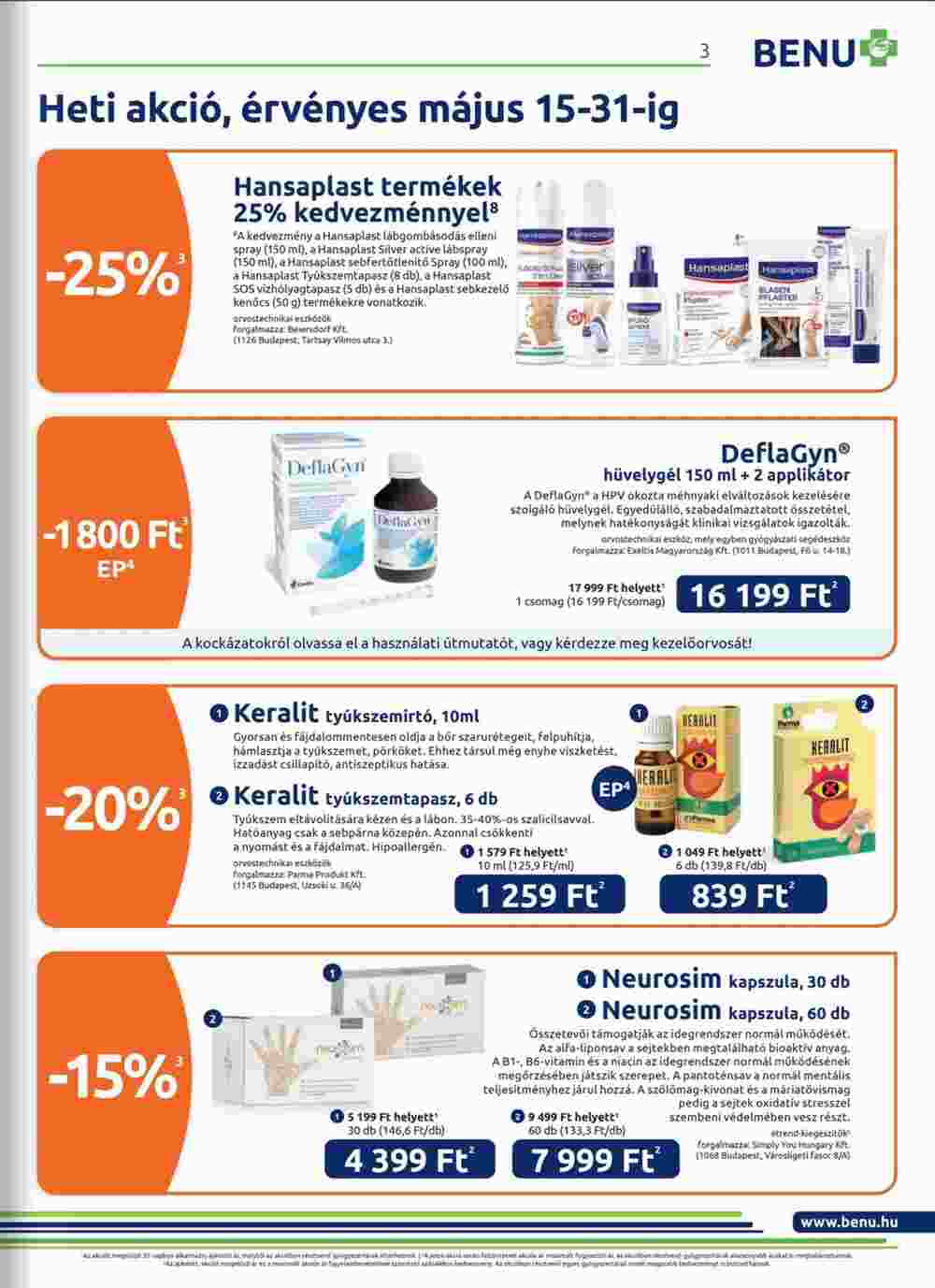 BENU Gyógyszertárak akciós újság 2024.05.01-től - 3. oldal.