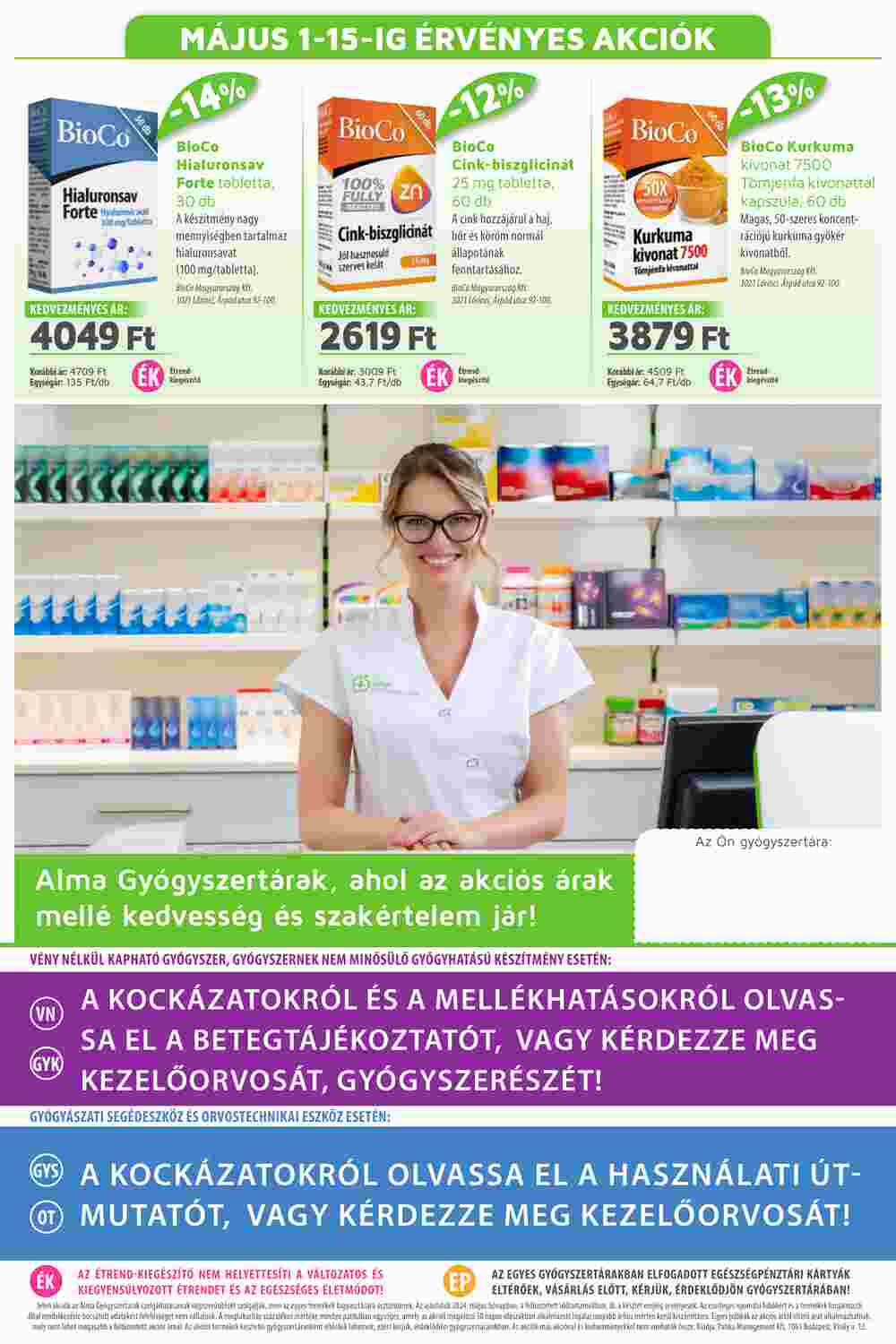 Alma Gyógyszertárak akciós újság 2024.05.01-től - 20. oldal.