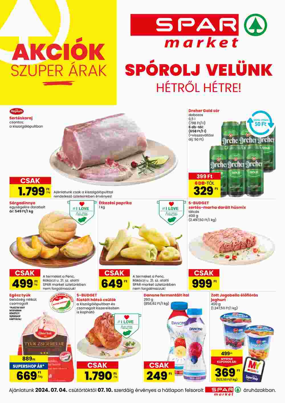 Spar Market akciós újság 2024.07.04-től - 1. oldal.