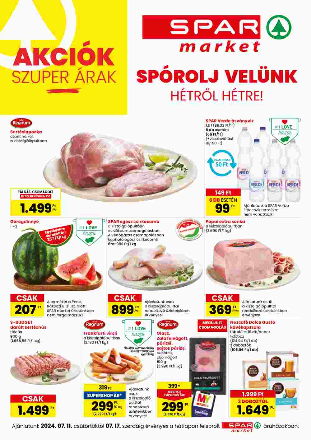 Spar Market akciós újság 2024.07.11-től - 1. oldal.