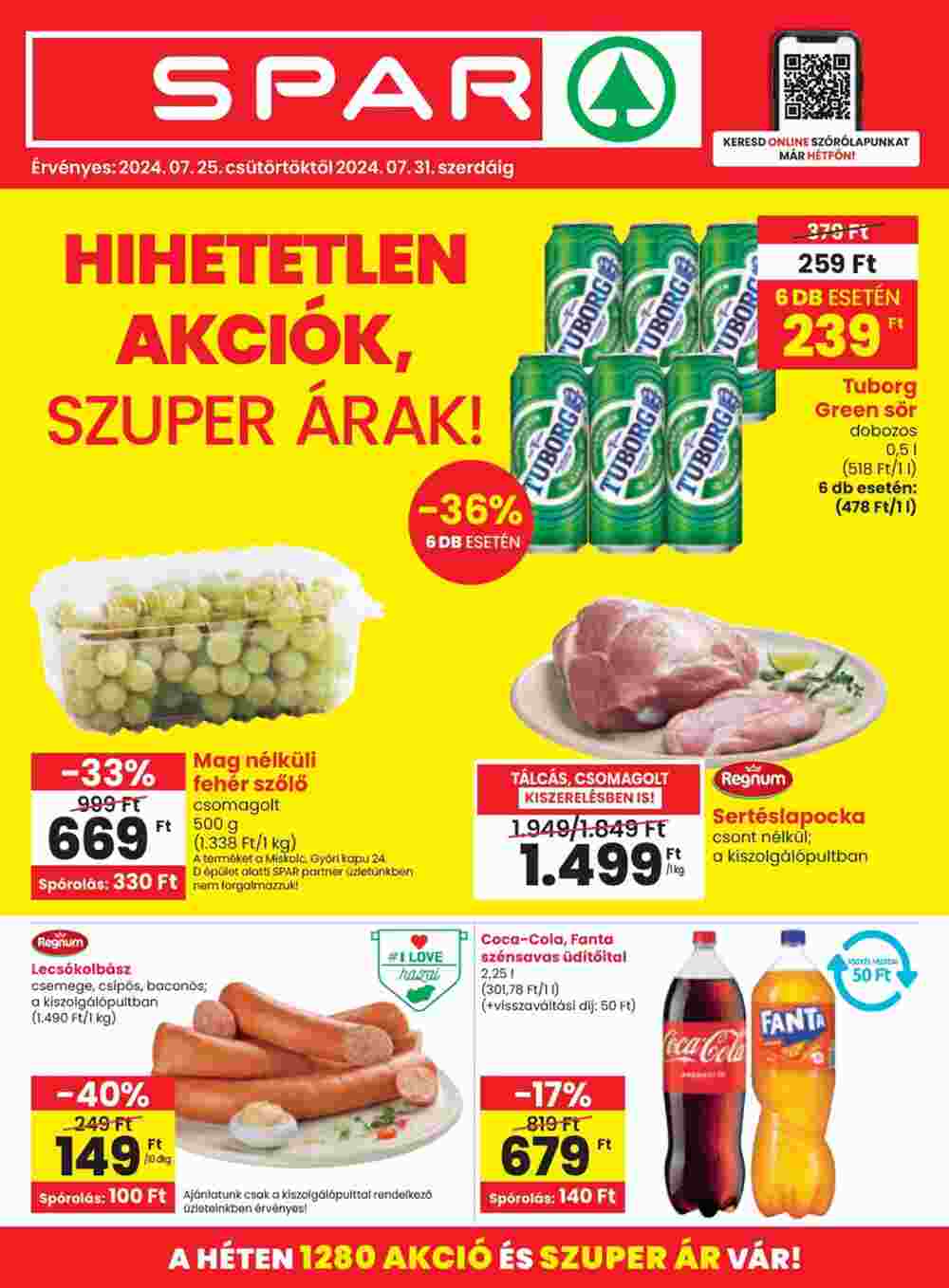 Spar akciós újság 2024.07.25-től - 1. oldal.