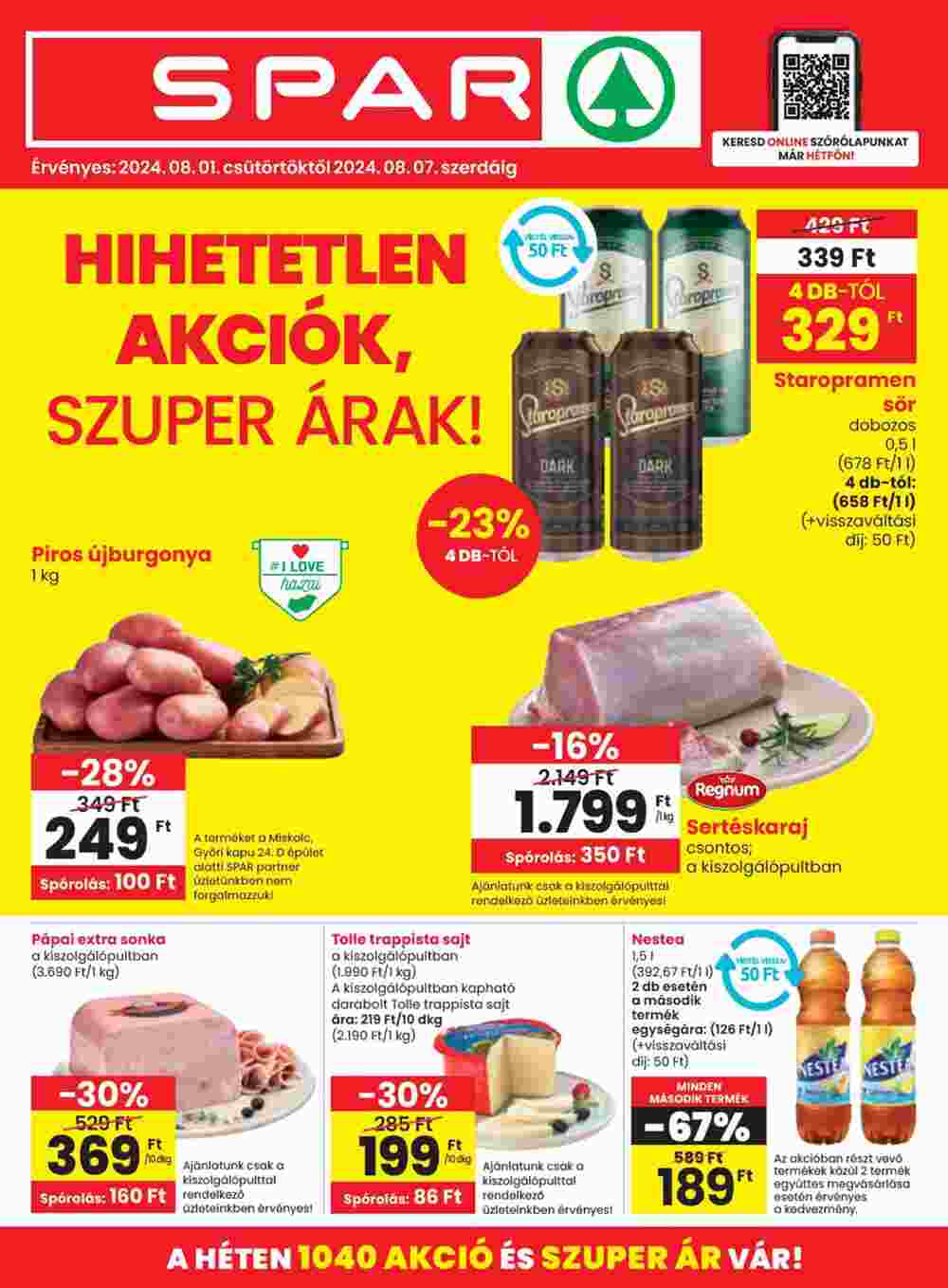 Spar akciós újság 2024.08.01-től - 1. oldal.