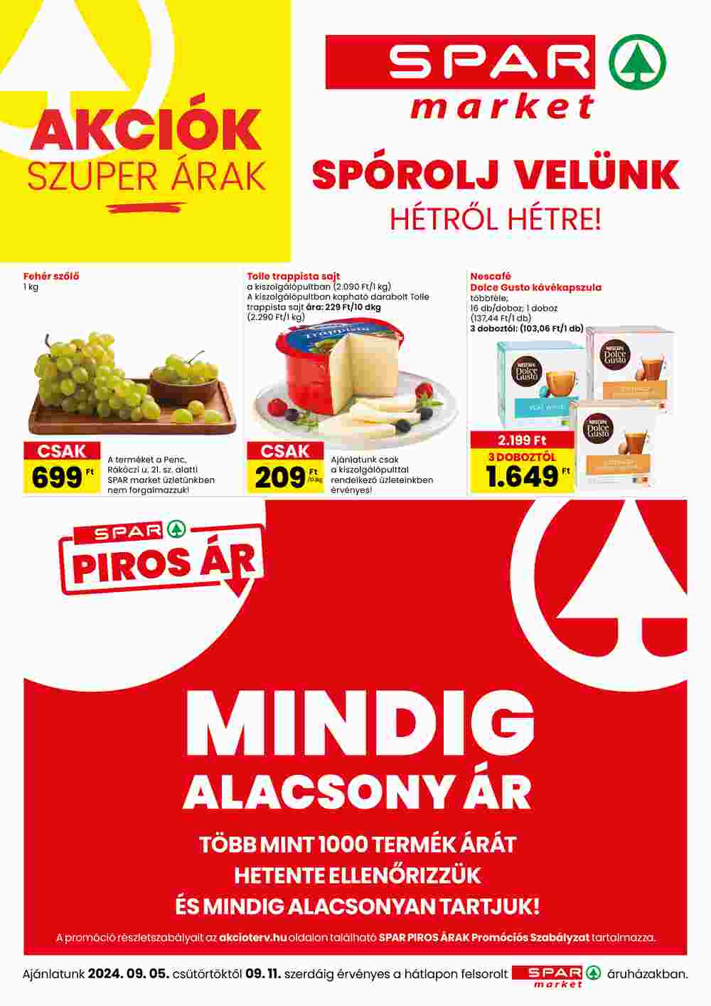 Spar Market akciós újság 2024.09.05-től - 1. oldal.