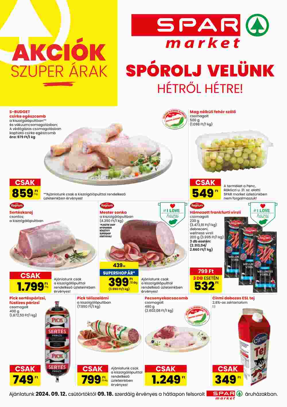 Spar Market akciós újság 2024.09.12-től - 1. oldal.