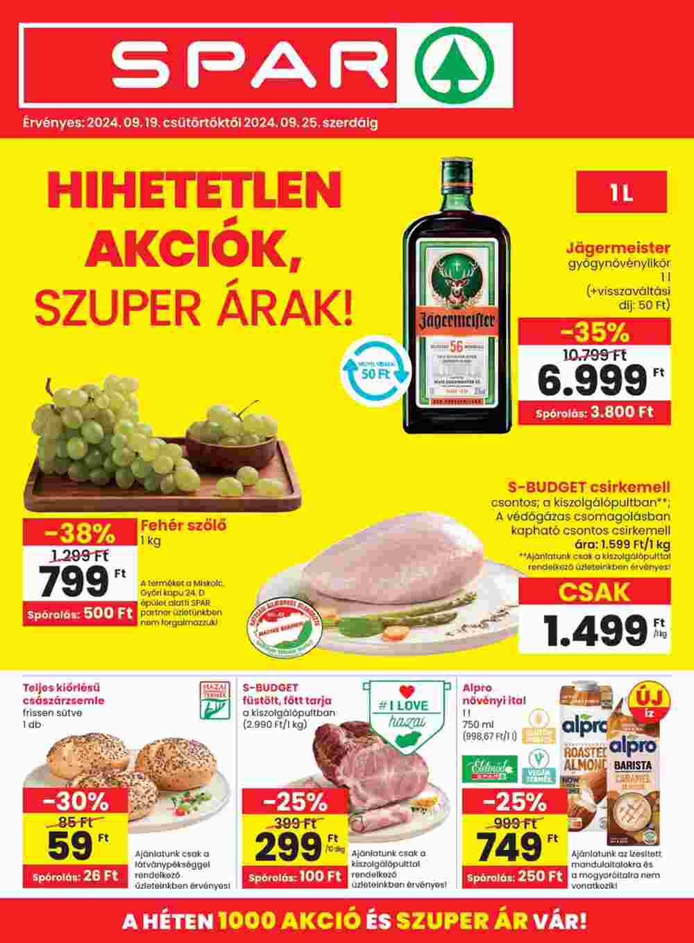 Spar akciós újság 2024.09.19-től - 1. oldal.