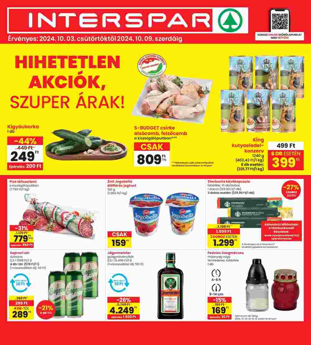 Interspar akciós újság 2024.10.03-tól - 1. oldal.