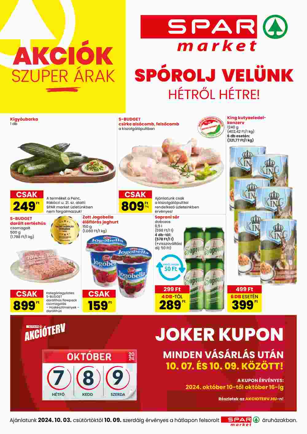 Spar Market akciós újság 2024.10.03-tól - 1. oldal.