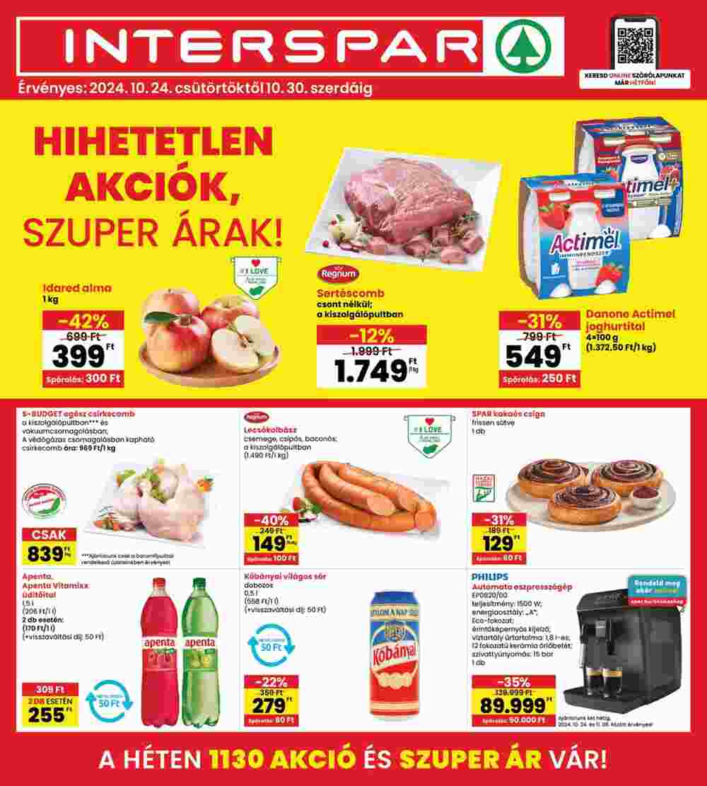 Interspar akciós újság 2024.10.24-től - 1. oldal.