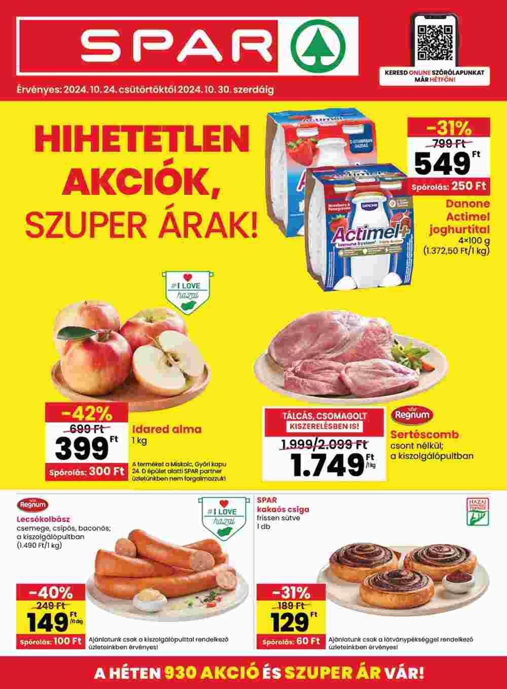 Spar akciós újság 2024.10.24-től - 1. oldal.