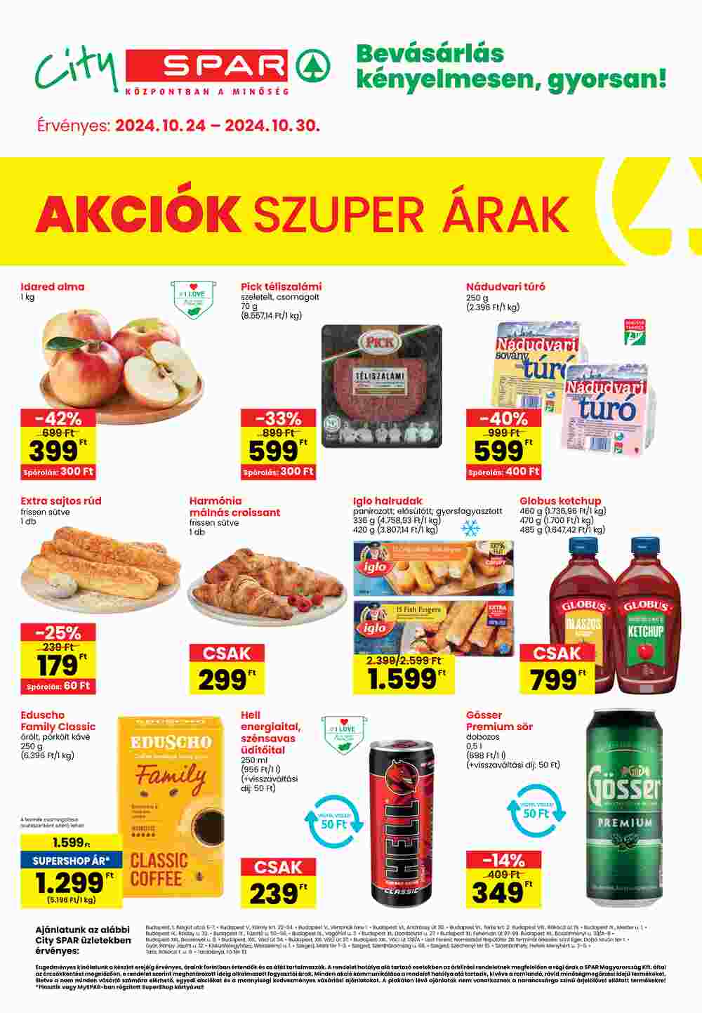 Spar akciós újság 2024.10.24-től - 1. oldal.