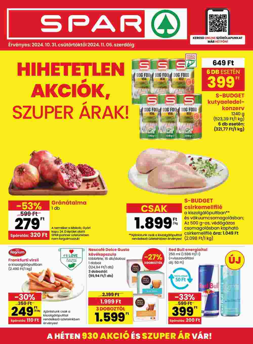 Spar akciós újság 2024.10.31-től - 1. oldal.