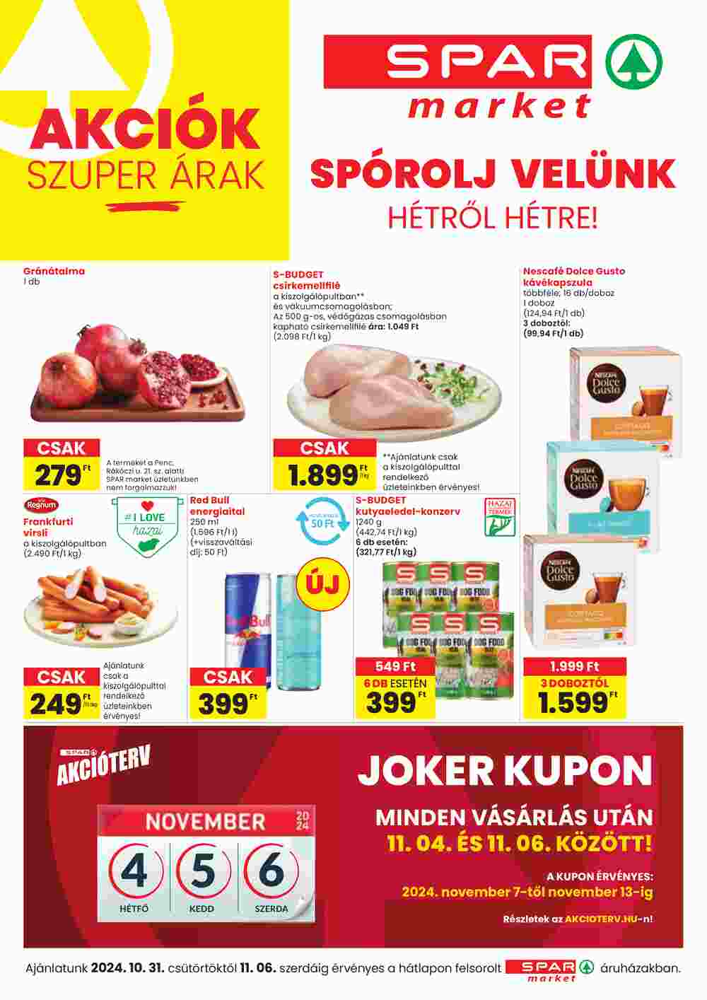 Spar Market akciós újság 2024.10.31-től - 1. oldal.