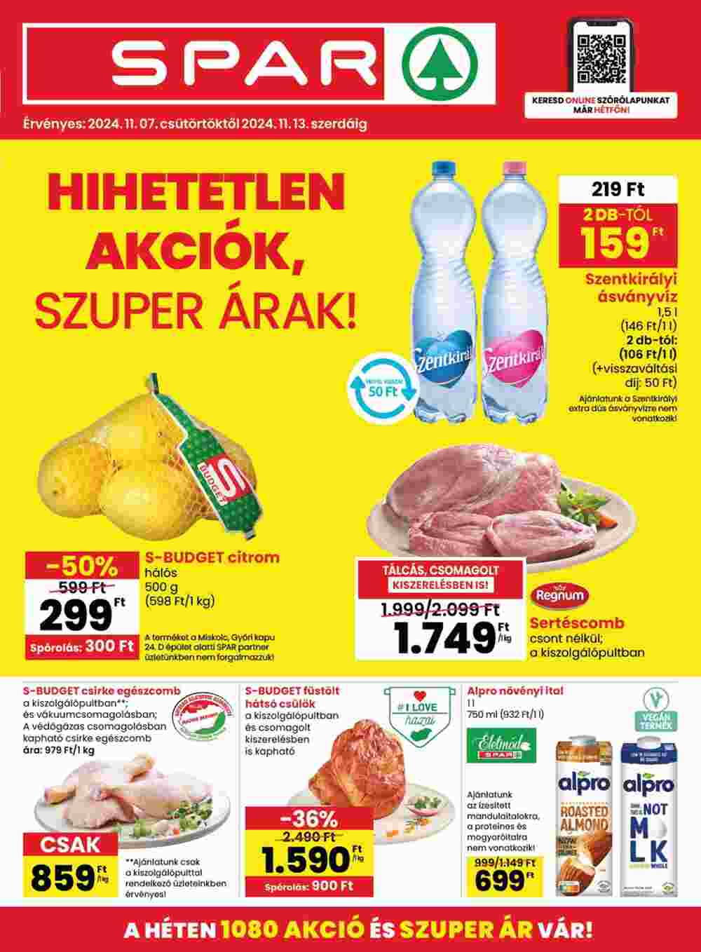 Spar akciós újság 2024.11.07-től - 1. oldal.