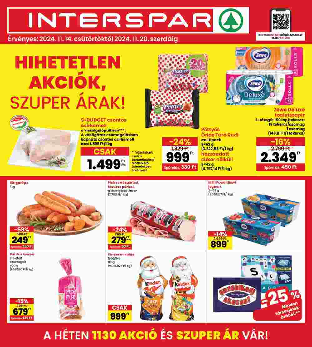 Interspar akciós újság 2024.11.14-től - 1. oldal.