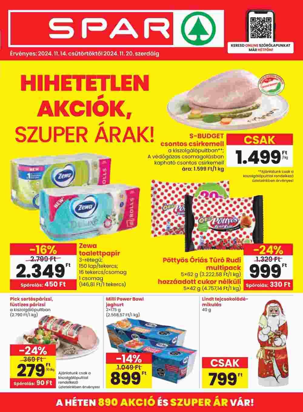 Spar akciós újság 2024.11.14-től - 1. oldal.