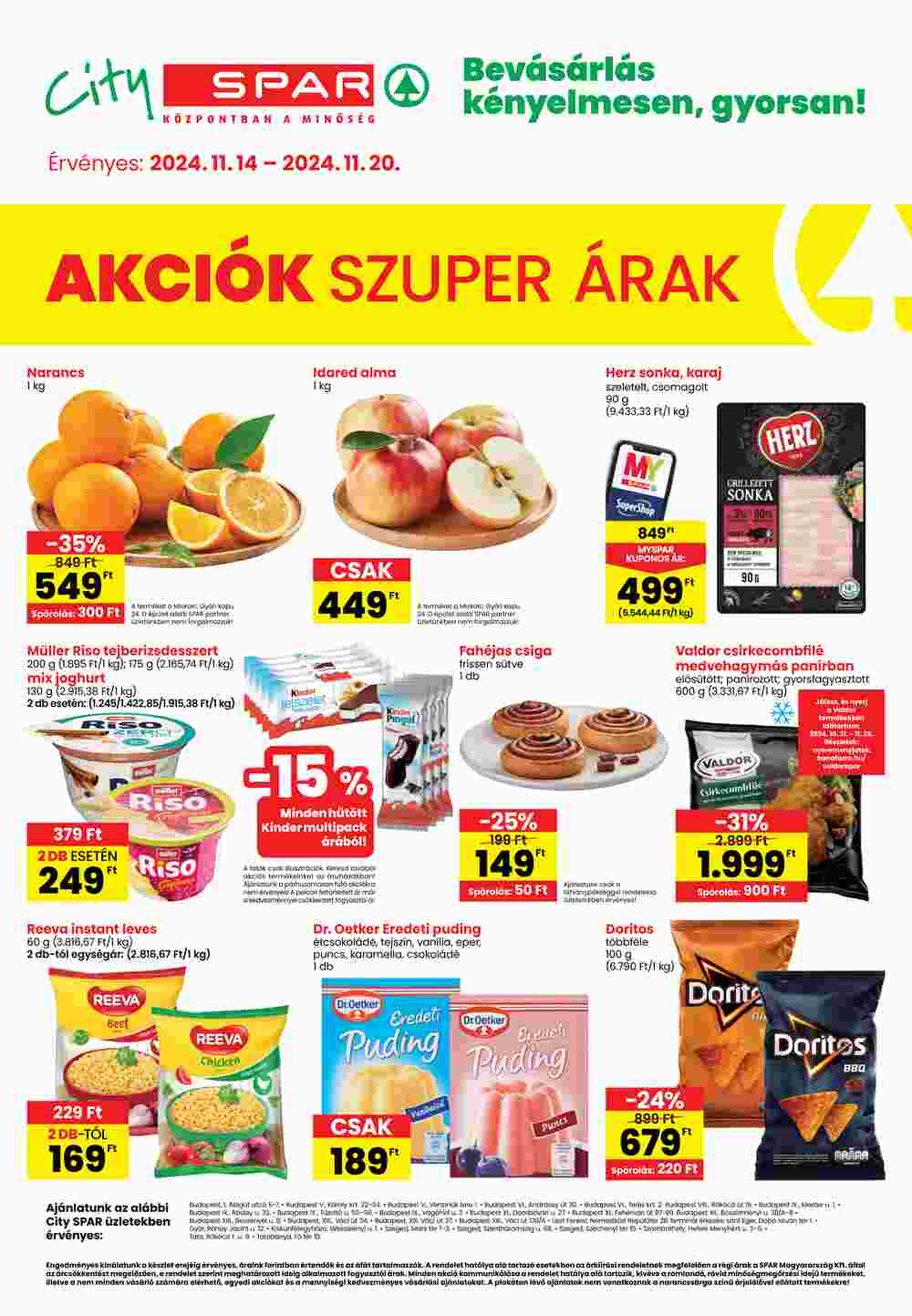 Spar akciós újság 2024.11.14-től - 1. oldal.