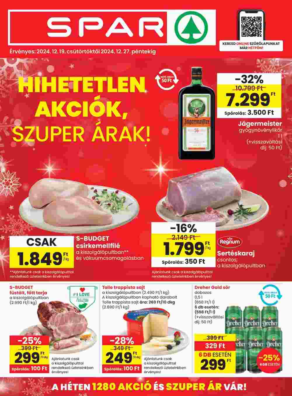 Spar akciós újság 2024.12.19-től - 1. oldal.