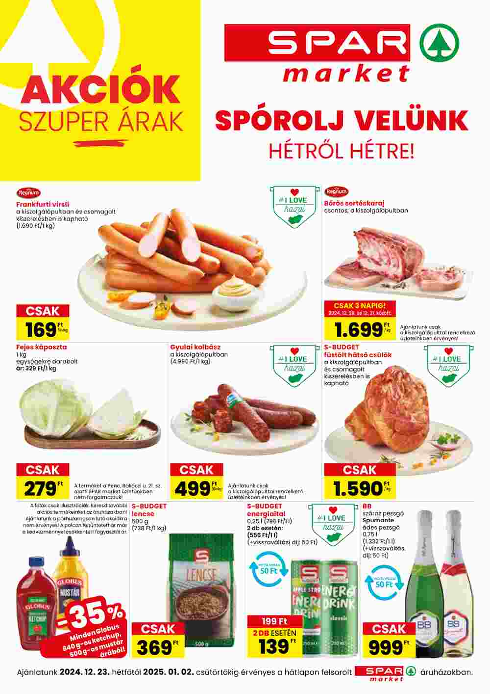 Spar Market akciós újság 2024.12.23-tól - 1. oldal.