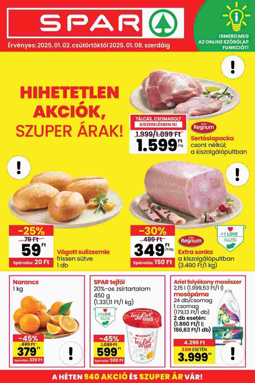 Spar akciós újság 2025.01.02-től - 1. oldal.