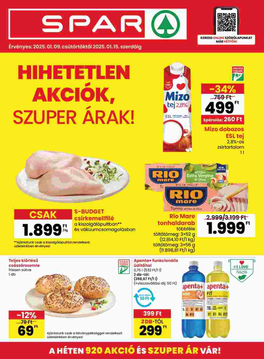 Spar akciós újság 2025.01.09-től - 1. oldal.