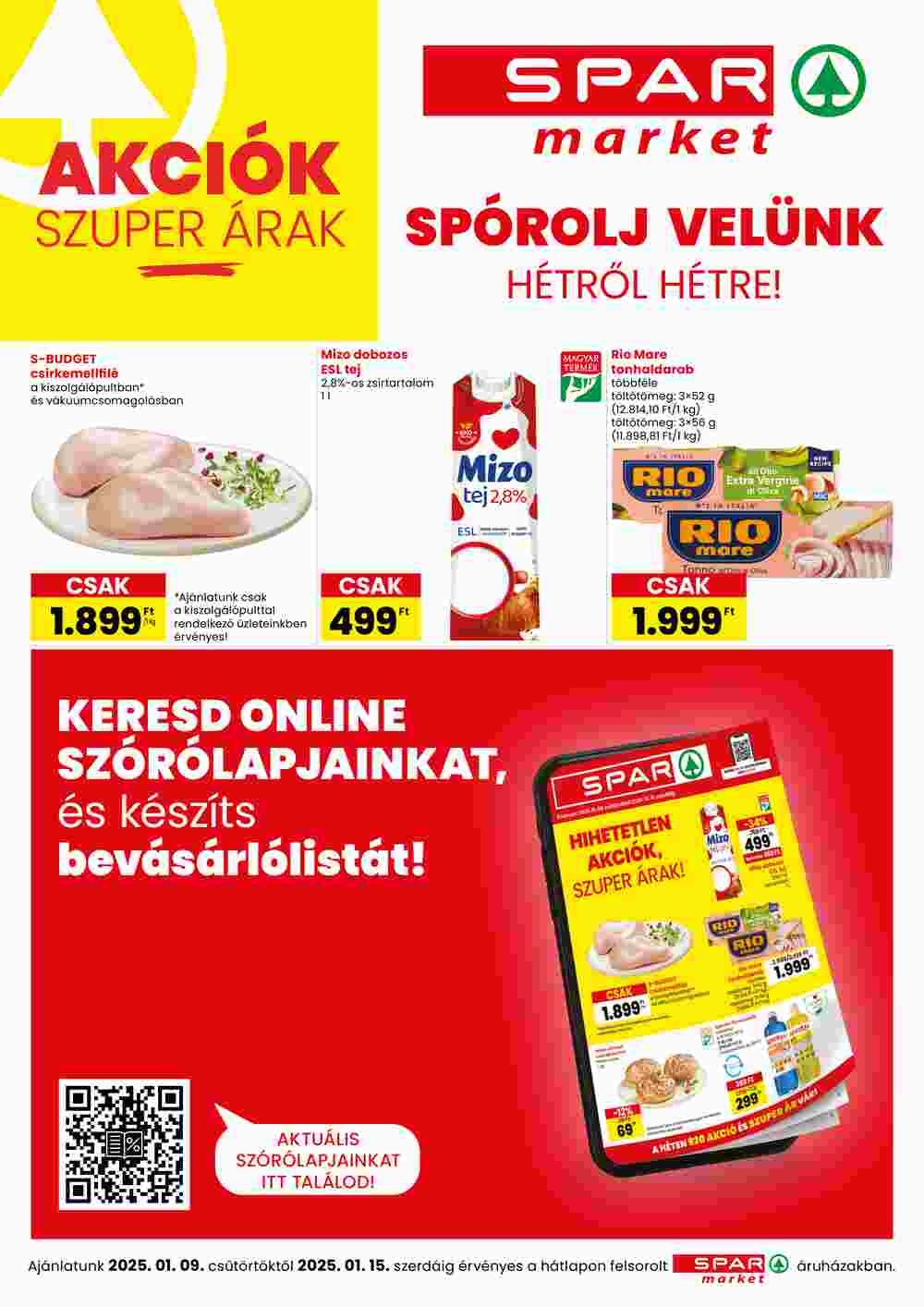 Spar Market akciós újság 2025.01.09-től - 1. oldal.