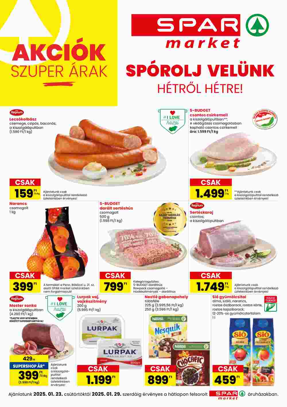 Spar Market akciós újság 2025.01.23-tól - 1. oldal.