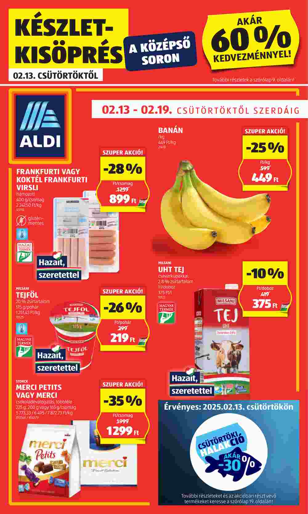 Aldi akciós újság 2025.02.13-tól - 1. oldal.