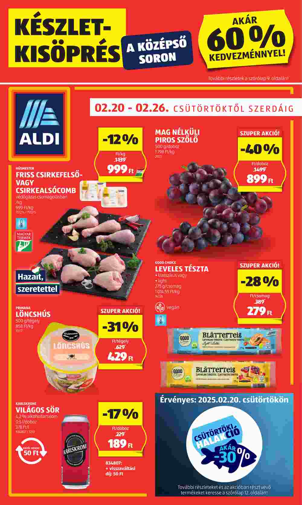 Aldi akciós újság 2025.02.20-tól - 1. oldal.